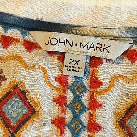NWT John Mark BLUE HAZE Colorful Embroidered TIE DYE GAUZY BOHO Tunic To… - Picture 14 of 14